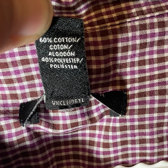 Van Heusen Burgundy Pink Plaid Button Down Shirt - Picture 3 of 4
